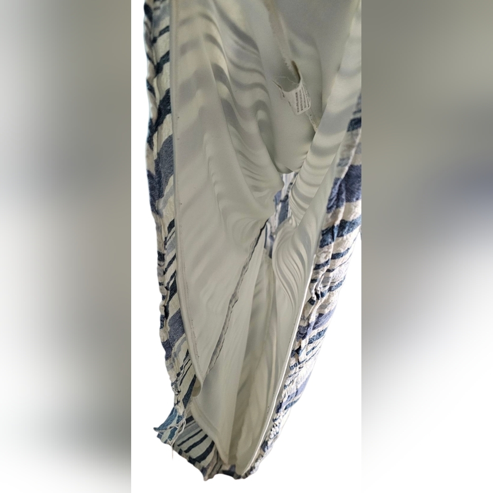 As U Wish - Striped Blue and White Button-Down Mini Dress Ties On Each Side - Picture 4 of 9